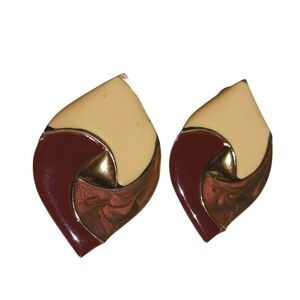 Vintage 80s Big Earrings, Cloisonne Style, Large Boho Posts, Enameled